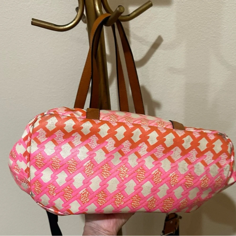 Rebecca Minkoff Marissa Large Tote Coated Canvas Leather Trim baby Travel Bag